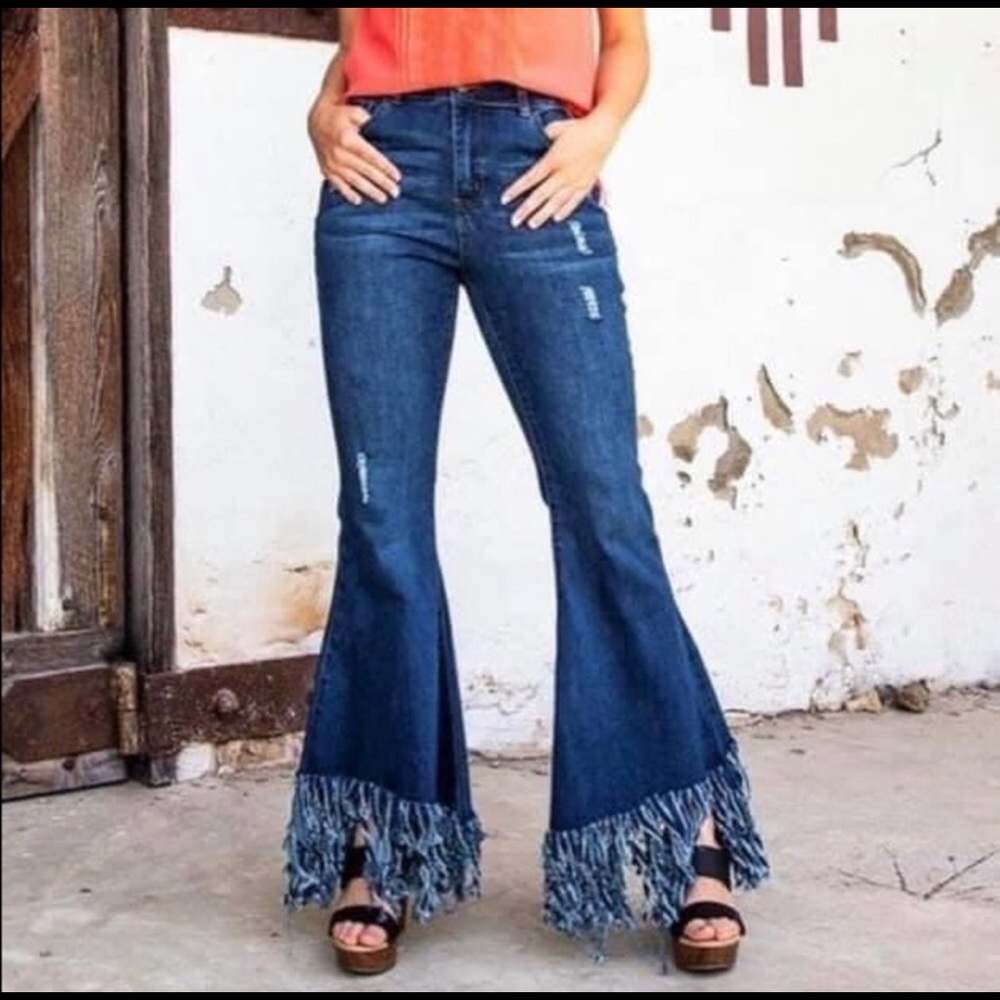 Fringed bell bottoms